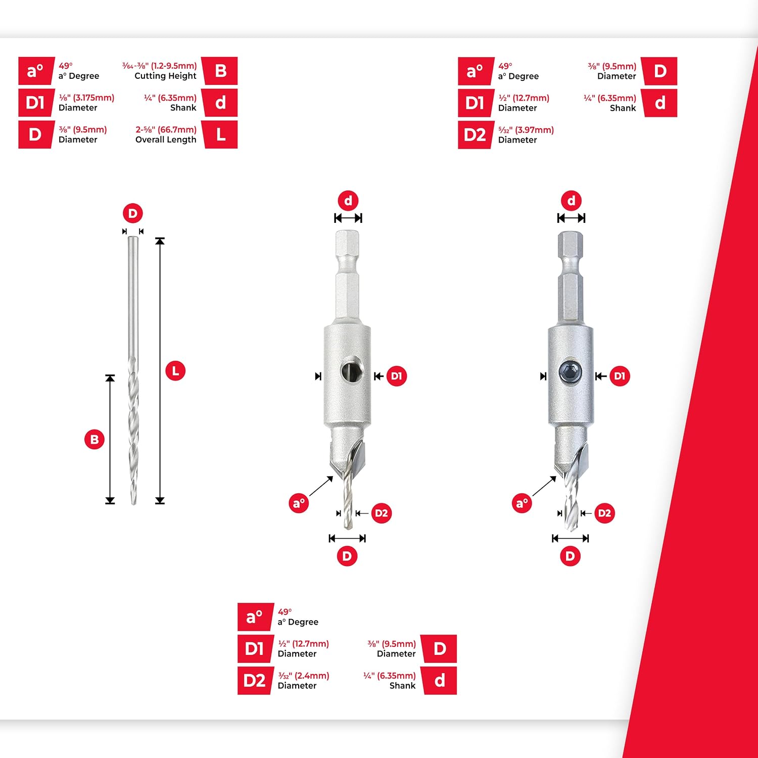 Carbide Tipped Countersink Dri - огляд і ціна Drill Bit Set